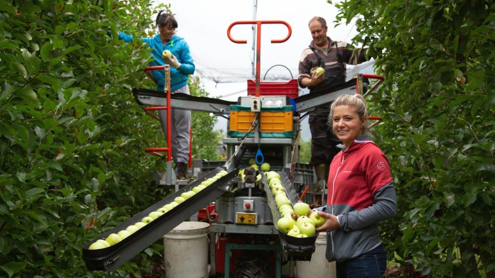 Apple farmer Judith Mathà and family