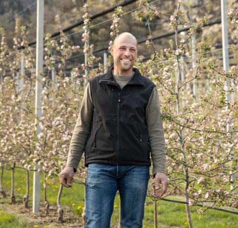 Apple farmer Matthias Gamper in the orchard