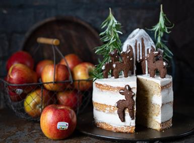 Winter apple cake with cinnamon cream