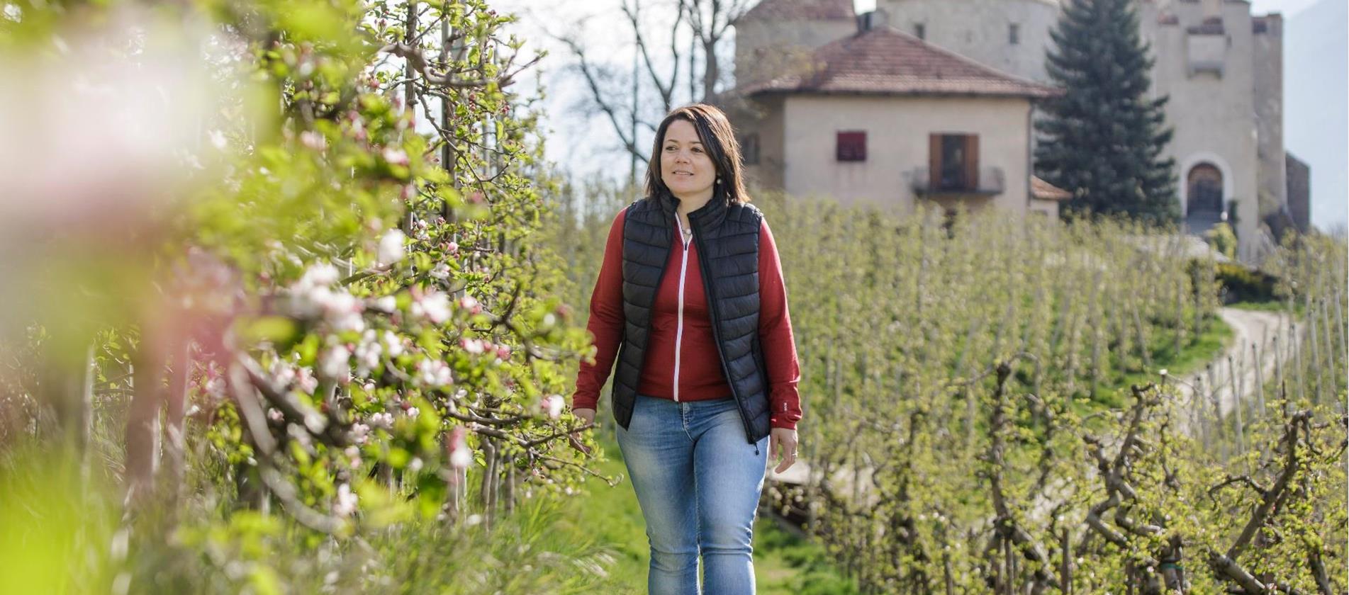 Apple farmer Maria Tappeiner in the orchard